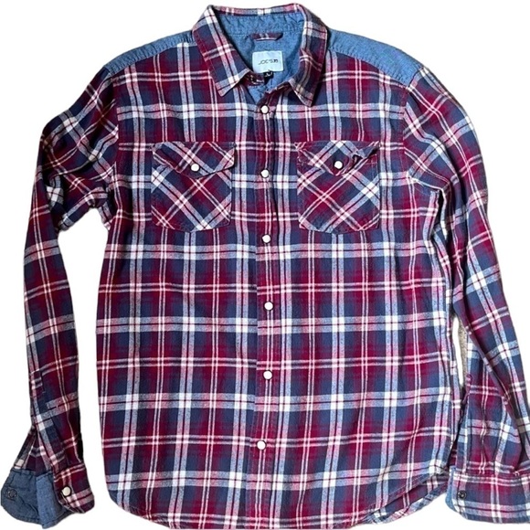 JOE’S Jeans kids red and blue snap button flannel size L (14-16) host pick - Picture 2 of 4